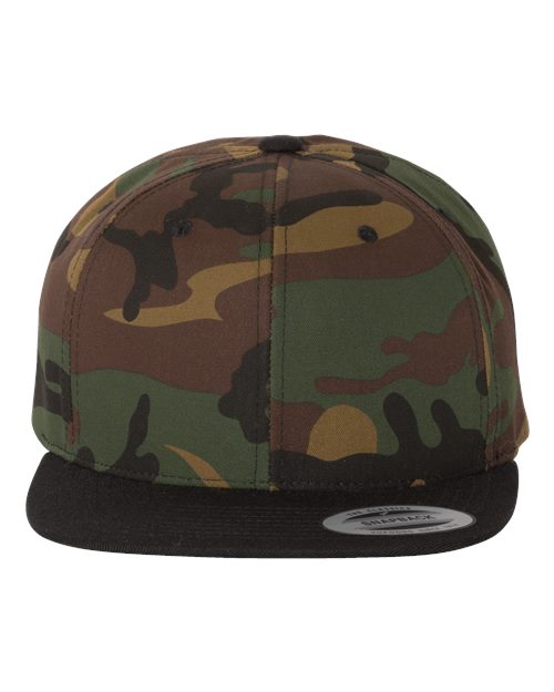 Premium Flat Bill Snapback Cap YP Classics Camo Black Adjustable