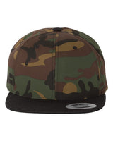 Premium Flat Bill Snapback Cap YP Classics Camo Black Adjustable