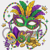 67 Mask - Mardi Gras DTF Transfers ready2transfer Light Color Design (See Imaging)