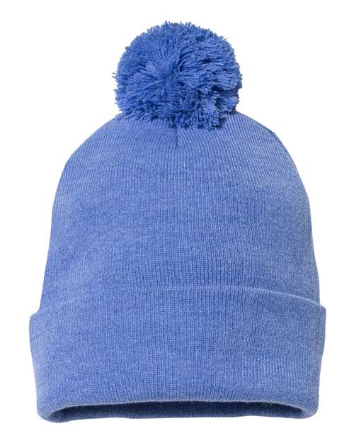 12" Pom-Pom Cuffed Beanie Sportsman Heather Royal One Size