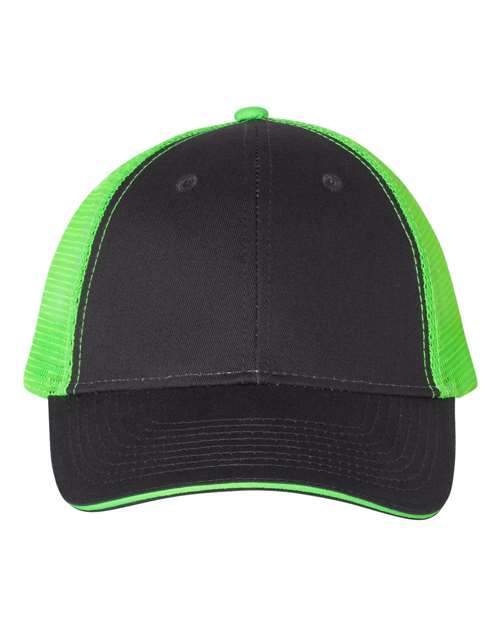 Sandwich Trucker Cap Valucap Charcoal Neon Green Adjustable