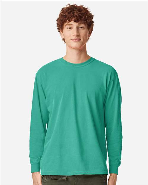 Unisex Garment-Dyed Heavyweight Long Sleeve T-Shirt Comfort Colors Island Green