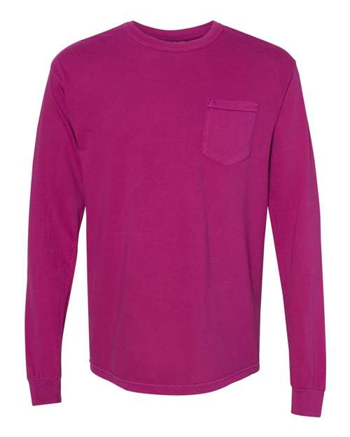 Unisex Garment-Dyed Heavyweight Long Sleeve Pocket T-Shirt Comfort Colors Boysenberry