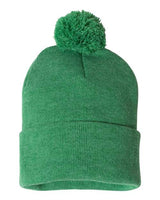 12" Pom-Pom Cuffed Beanie Sportsman Heather Kelly One Size