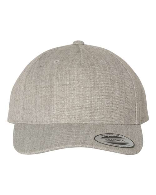 Premium Five-Panel Curved Bill Snapback Cap YP Classics Heather Grey Adjustable