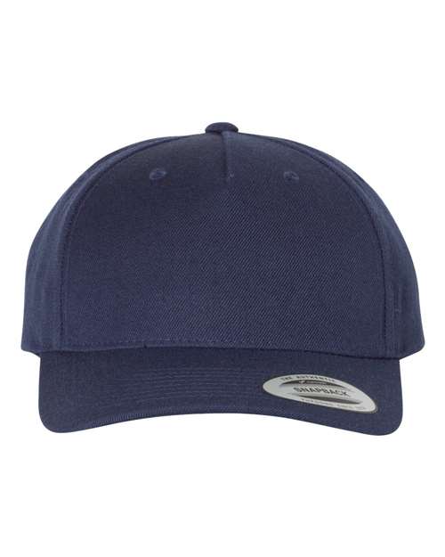 Premium Five-Panel Curved Bill Snapback Cap YP Classics Navy Adjustable
