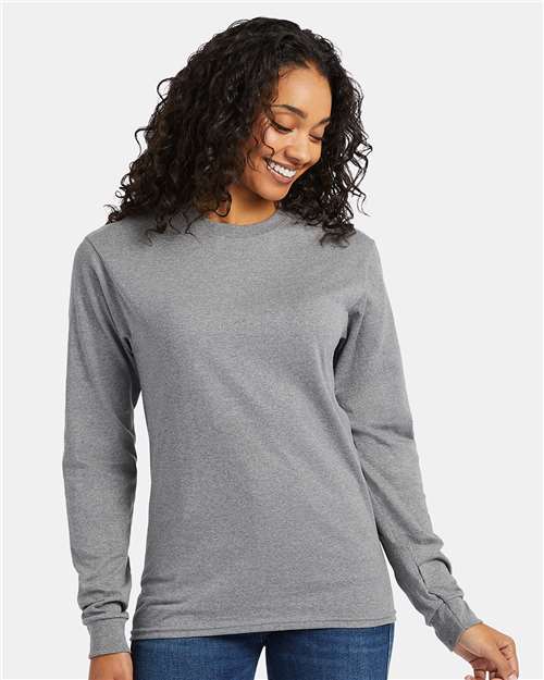 Essential-T Long Sleeve T-Shirt Hanes Oxford Grey