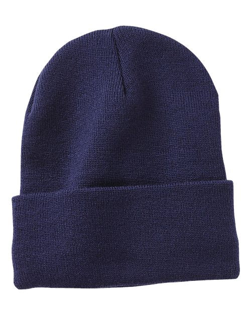 12" Jersey Lined Cuffed Beanie Sportsman Navy One Size
