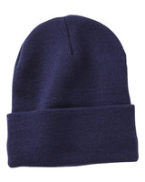 12" Jersey Lined Cuffed Beanie Sportsman Navy One Size