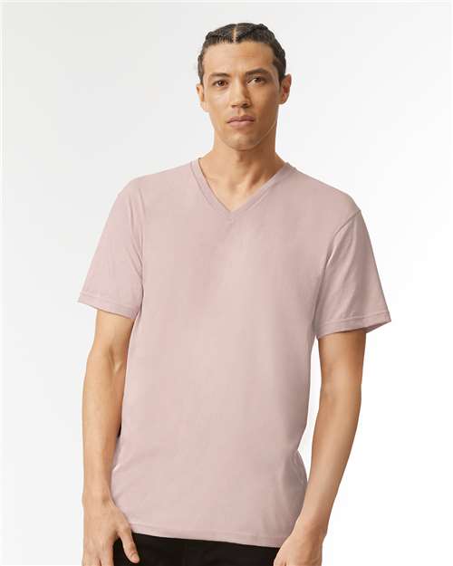 Unisex CVC V-Neck Tee American Apparel Heather Blush