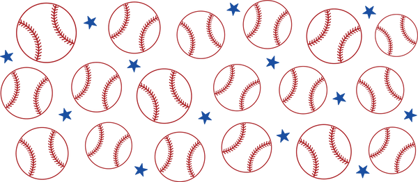 Baseball Red And Blue - Baseball Cup Wrap UV Sticker Permanent UV DTF Decal