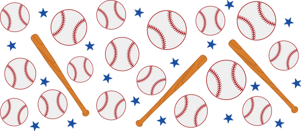 Baseball Blue Stars - Baseball Cup Wrap UV Sticker Permanent UV DTF Decal