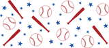 Red Baseball Blue Stars - Baseball Cup Wrap UV Sticker Permanent UV DTF Decal