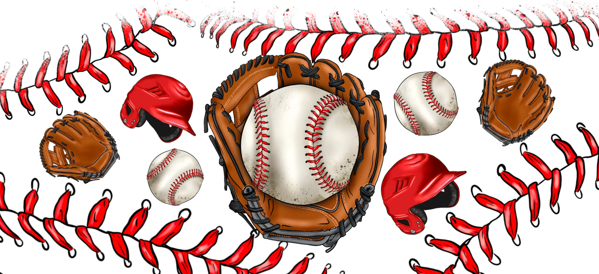 Baseball Glove Red Design - Baseball Cup Wrap UV Sticker Permanent UV DTF Decal