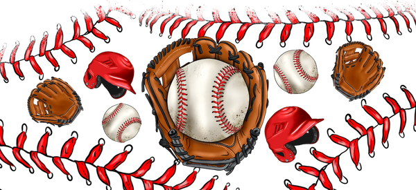 Baseball Glove Red Design - Baseball Cup Wrap UV Sticker Permanent UV DTF Decal