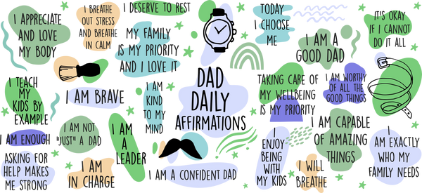 Daily Dad Affirmations - Dad Cup Wrap UV Sticker Permanent UV DTF Decal