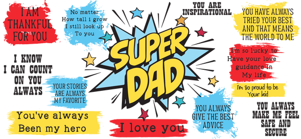 Super Dad - Dad Cup Wrap UV Sticker Permanent UV DTF Decal