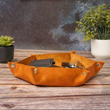 Custom Engraved Leather Hexagon Tray Transfer Kingdom