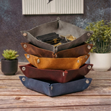 Custom Engraved Leather Hexagon Tray Transfer Kingdom