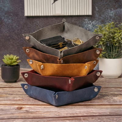 Custom Engraved Leather Hexagon Tray Transfer Kingdom