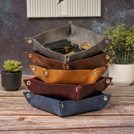 Custom Engraved Leather Hexagon Tray Transfer Kingdom