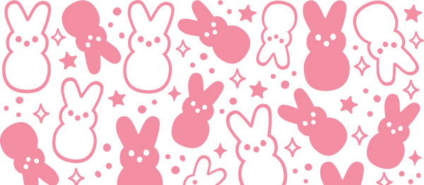 Cute Pink Bunnies - Easter Cup Wrap UV Sticker Permanent UV DTF Decal