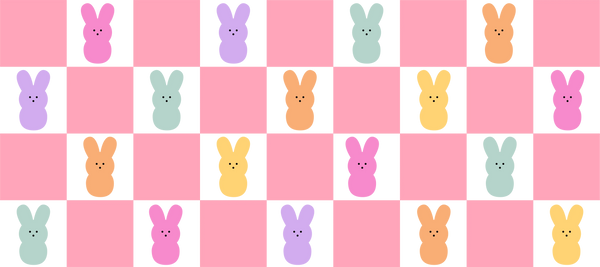 Colorful Checkered Bunny Design - Easter Cup Wrap UV Sticker Permanent UV DTF Decal