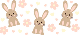 Brown Bunny Flowers Design - Easter Cup Wrap UV Sticker Permanent UV DTF Decal