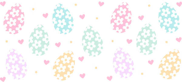 Flower Pattern Eggs - Easter Cup Wrap UV Sticker Permanent UV DTF Decal