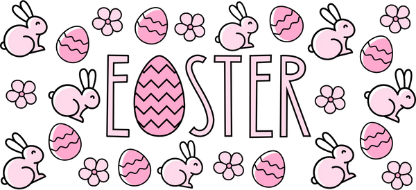 Easter Pink Bunnies - Easter Cup Wrap UV Sticker Permanent UV DTF Decal