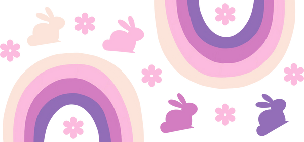 Colorful Rainbows And Bunnies - Easter Cup Wrap UV Sticker Permanent UV DTF Decal