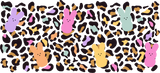 Colorful Bunnies Leopard Print - Easter Cup Wrap UV Sticker Permanent UV DTF Decal
