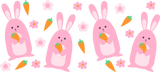 Pink Bunnies With Carrots - Easter Cup Wrap UV Sticker Permanent UV DTF Decal
