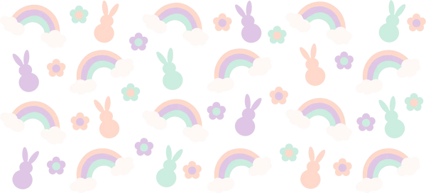 Rainbows Flowers And Bunnies - Easter Cup Wrap UV Sticker Permanent UV DTF Decal