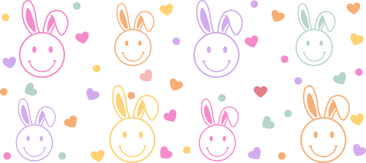 Smiley Bunnies - Easter Cup Wrap UV Sticker Permanent UV DTF Decal