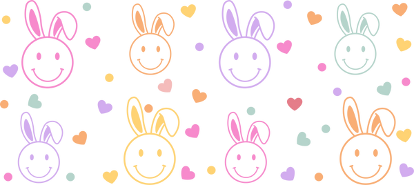 Smiley Bunnies - Easter Cup Wrap UV Sticker Permanent UV DTF Decal