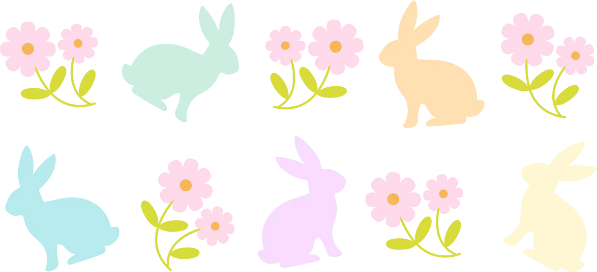 Flowers And Rabbits - Easter Cup Wrap UV Sticker Permanent UV DTF Decal