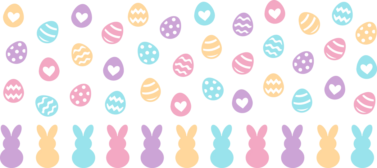 Easter Bunny And Eggs - Easter Cup Wrap UV Sticker Permanent UV DTF Decal