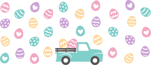 Easter Eggs Truck Design - Easter Cup Wrap UV Sticker Permanent UV DTF Decal