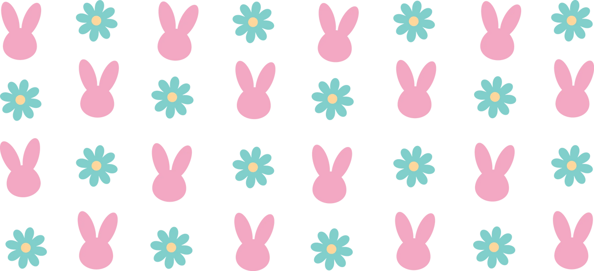 Pink Bunnies And Blue Flowers - Easter Cup Wrap UV Sticker Permanent UV DTF Decal