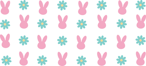 Pink Bunnies And Blue Flowers - Easter Cup Wrap UV Sticker Permanent UV DTF Decal