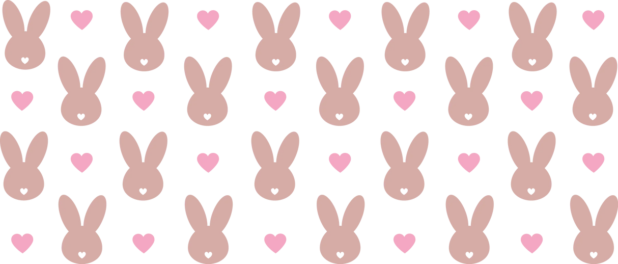 Bunnies And Pink Hearts - Easter Cup Wrap UV Sticker Permanent UV DTF Decal