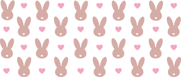 Bunnies And Pink Hearts - Easter Cup Wrap UV Sticker Permanent UV DTF Decal