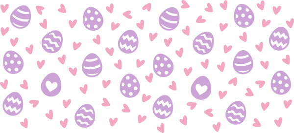 Easter Eggs Pink Hearts - Easter Cup Wrap UV Sticker Permanent UV DTF Decal