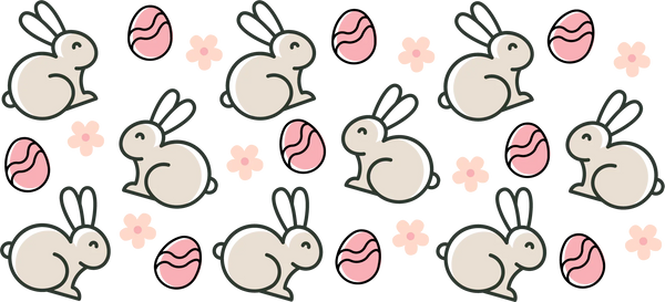 Bunnies Flowers And Eggs - Easter Cup Wrap UV Sticker Permanent UV DTF Decal