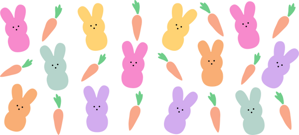 Colorful Bunnies And Carrots - Easter Cup Wrap UV Sticker Permanent UV DTF Decal
