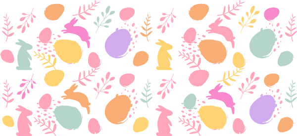 Colorful Bunnies And Easter Eggs - Easter Cup Wrap UV Sticker Permanent UV DTF Decal