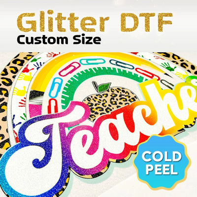 Glitter DTF Transfers by Size