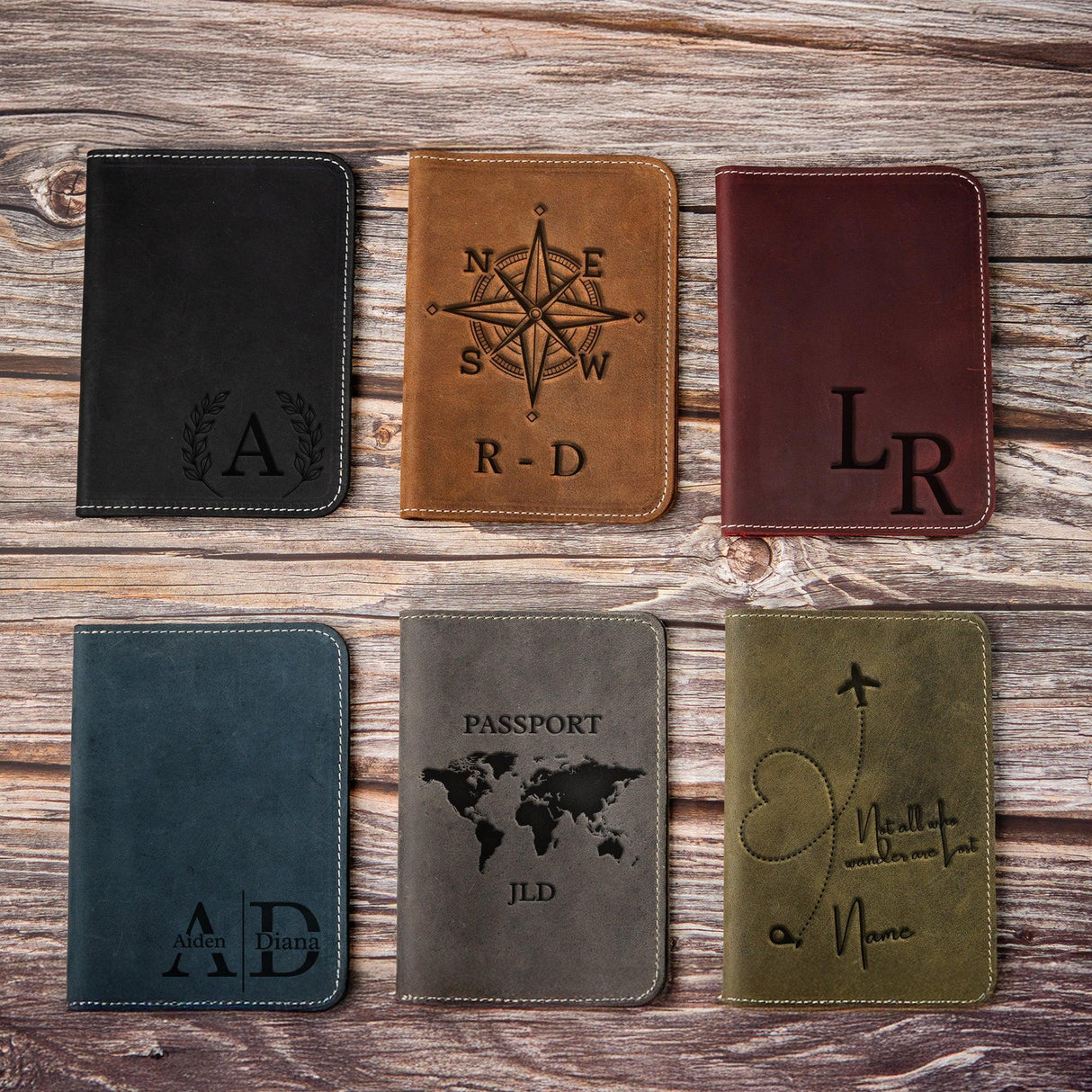 Custom Engraved Leather Passport Holder