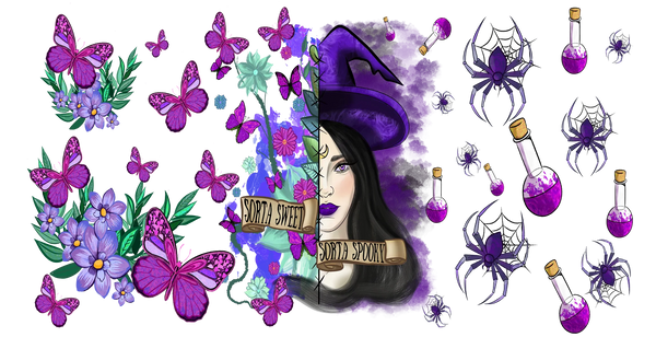Sorta Sweet Sorta Spooky - Halloween Cup Wrap UV Sticker Permanent UV DTF Decal
